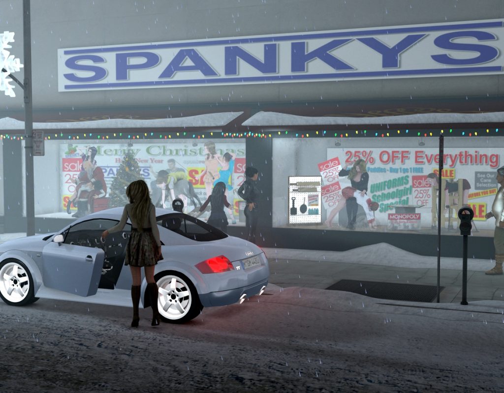 Spankys spanking shop Christmas display Smacked Bottoms