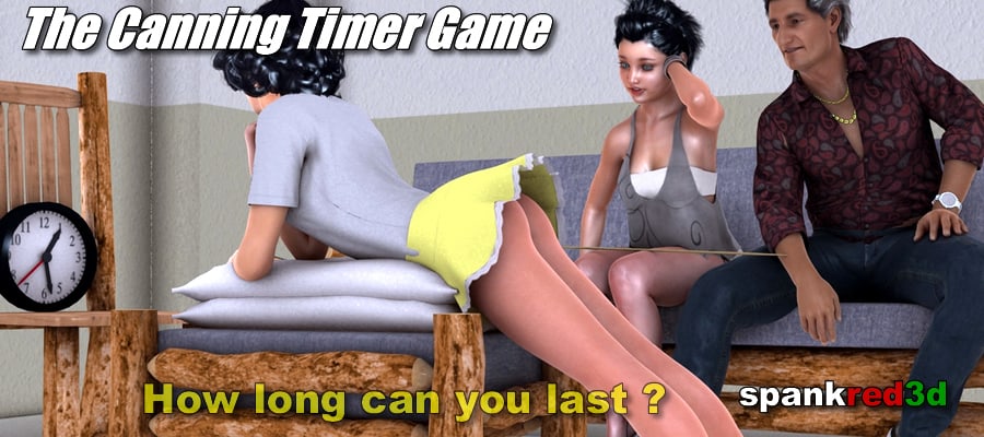 Bare bottom caning with a clock