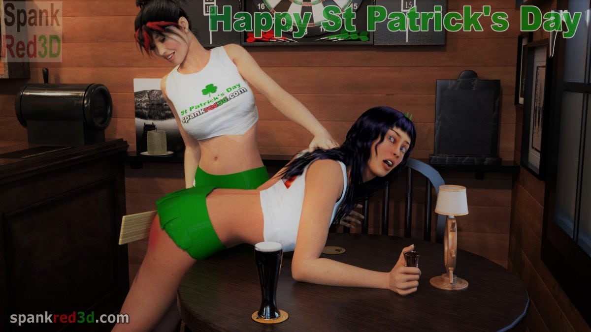 St Patrick's Spanking in the pub with the girls